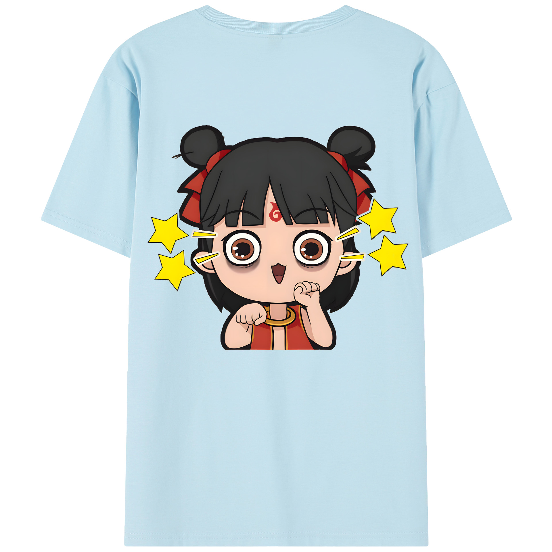 （画像用） Ne Zha 2 ナタ 魔童の大暴れ 綿100％半袖Tシャツ（背面プリント）
